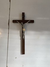 Crocifisso legno e metallo bagno argento 999‰ Made in Italy 21x11 cm