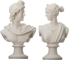 Artemide Diana E Apollo Busto Statue Greche Figurina Di Dio Alabastro 15Cm