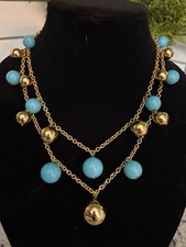 Kenneth Jay Lane Collana Vintage Bauble Bubbly Turchese e Oro - Splendida!