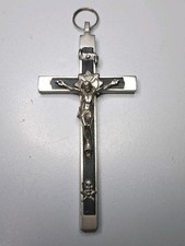 Antico crocifisso in metallo cristo croce religione cattolica chiesa Golgota 