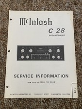Preamplificatore vintage Mcintosh C28 preamplificatore manuale di servizio informazioni originale