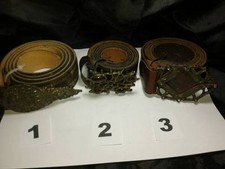 CINTURA PELLE MARRONE 4 CM FIBBIA GIOIELLO artigianale vintage BELT BUCKLE ME2