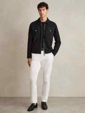 Giacca pelle uomo blu navy