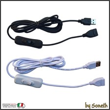 CAVO FILO PROLUNGA ALIMENTAZIONE USB MASCHIO FEMMINA CON INTERRUTTORE ON/OFF