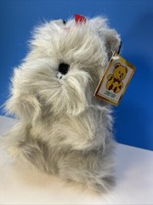 Peluche cane Kelly Toy Shih Tzu vintage 1991 nero bianco rosso fiocco pelo lungo