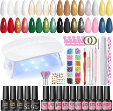 Kit Semipermanente Unghie, 10 Colori Gel Con Lampada UV/LED Smalto per Unghie Ba
