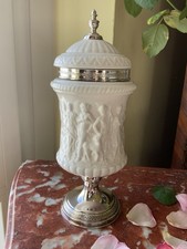 Vaso decorativo antico con coperchio porcellana argento placcato Italia