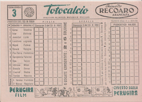 Totocalcio schedina originale - totocalcio,