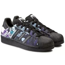 Scarpe da ginnastica donna Adidas Superstar taglia 5 nere floreali originali nuove