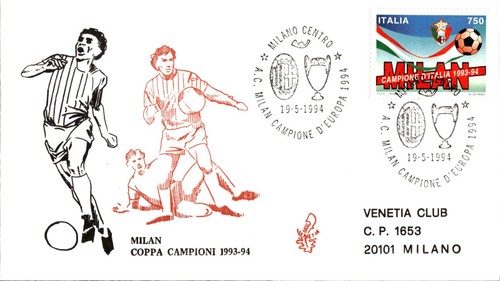 Cartolina milano calcio coppa - cartolina,