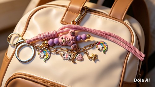 Portachiavi charm rosa - fatto, a