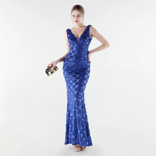 Vestito lungo blu navy - blu,