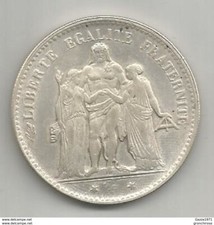 Francia Repubblica 1875 Ercole 5 Franchi ag. gr. 23 RICONIO RESTRIKE