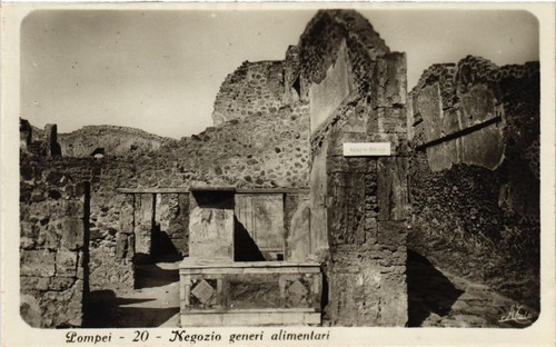 Old postcard pompei grocery - old,