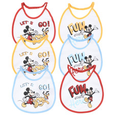 BAVETTE TOPOLINO DISNEY SET 6 BAVAGLINI 18 X 18 CM IN SPUGNA PER BAMBINI