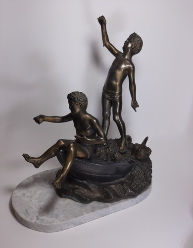 Vecchia scultura pescatori - vecchia,