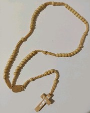 Rosario In Legno E Corda Intrecciata Nuovo Lunghezza 50 Cm