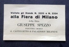 FIERA DI MILANO  anni 30 Ditta GIUSEPPE SPEZZO Industria Mobili - biglietto invi