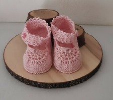 Scarpine neonata 3-6 mesi, uncinetto, cotone oeko-tex, rosa,fatte a mano, regalo