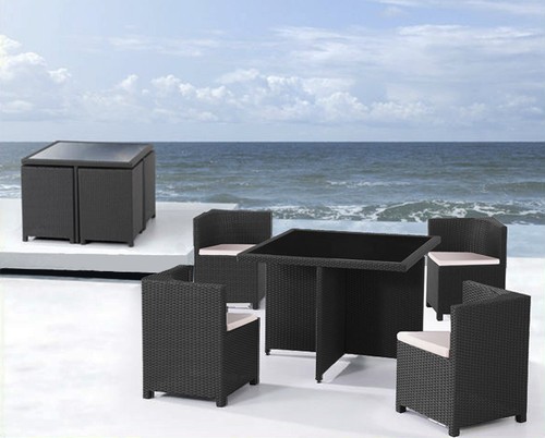Tavolo sedie rattan nero - tavolo,