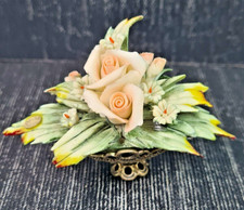 porcellana capodimonte cestino con fiori e argento 800 cm 9 x 7