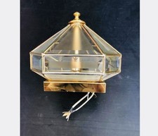 Lampadario Plafoniera Vetro/Ottone Anni 50 Color Oro Vintage Fratelli M.