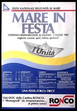 1984 * Manifesto Poster Originale "Mare in Festa, Festival Nazionale dell'Unità"