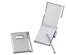 BOMBONIERA BLOCK NOTES 6x8 in ALLUMINIO con PENNA e LASTRA in ARGENTO 925% 8449