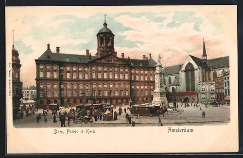 Cartolina amsterdam dam - cartolina, amsterdam,