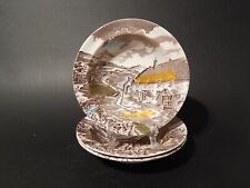 VINTAGE SET 3 CIOTOLE CERAMICA PIATTI FONDI W. H. GRINDLEY STAMPA MANO QUIET DAY