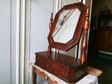 Specchiera ANTICA Specchio Tavolo Psiche Toiletta Legno Noce Specchio Basculante