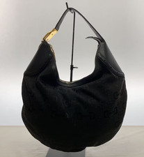 Borsa a tracolla Gucci Horsebit Canvas Hobo nera monogramma 145764-002058 usa...