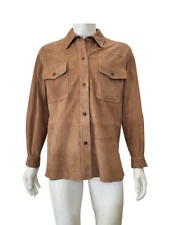 GIACCA CAMICIA UOMO GIUBBOTTO VERA PELLE CAMOSCIO BEIGE SABBIA TAGLIA 44 ITALY