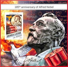 A4785 - SIERRA LEONE - ERROR IMPERF, blocco speciale: 2018, Alfred Nobel, piccioni