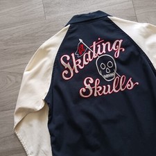 Camicia vintage anni 40 50 Repro punto catena pattinaggio a rotelle pattinaggio teschi di MAGAZZINO - M