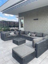 Divano da esterno modulare metri 3,15 per 2,30 grigio antracite e tavolino