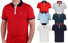 FILA Uomo BB1 Polo Classica Vintage Collo Camicia Manica Corta Righe Top S-4XL