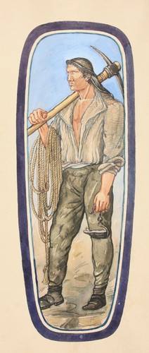 Minatore con piccone corda - minatore, piccone,