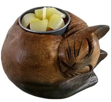 Portacandele Gatto raggomitolato in Legno