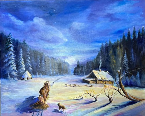 Foresta invernale blu x 24 - foresta,