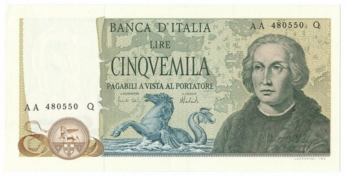 5000 lire cristoforo colombo - lire,
