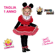 COSTUME VESTITO DI CARNEVALE TOPETTA BABY MINNIE TOPOLINA TAGLIA 1 ANNO FANCY MA