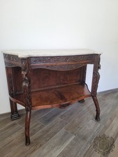 Console Scolpita Stile Liberty Con Top In Marmo - XX Secolo