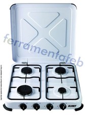 FORNELLINO FORNELLO CUCINA CUCININO PORTATILE COPERCHIO BLINKY GAS GPL 4 FUOCHI