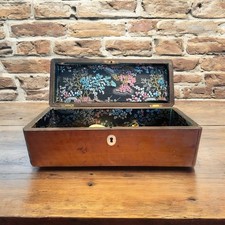 Antica scatola scrigno porta guanti fine ottocento  interno decorato Chinoiserie