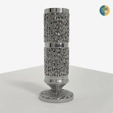 Vaso vintage in acciaio, design brutalista, cilindrico, made in Germany, anni 60