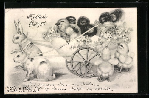 Cartolina pasqua coniglietti - cartolina,