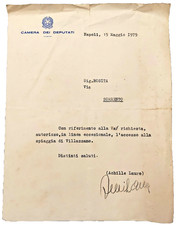 RARA LETTERA DI AUTORIZZAZIONE FIRMATA DA ACHILLE LAURO-1979