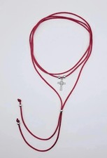 Collana choker tie cordino nylon bordo` croce argentata minimal donna ragazza