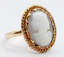 Anello antico oro rosa 18k cameo con guscio in montatura finemente lavorata